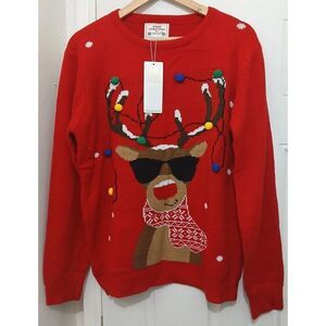 Daisy's Boutique Womens xl Rudolph The reindeer red nose ugly Christmas sweater